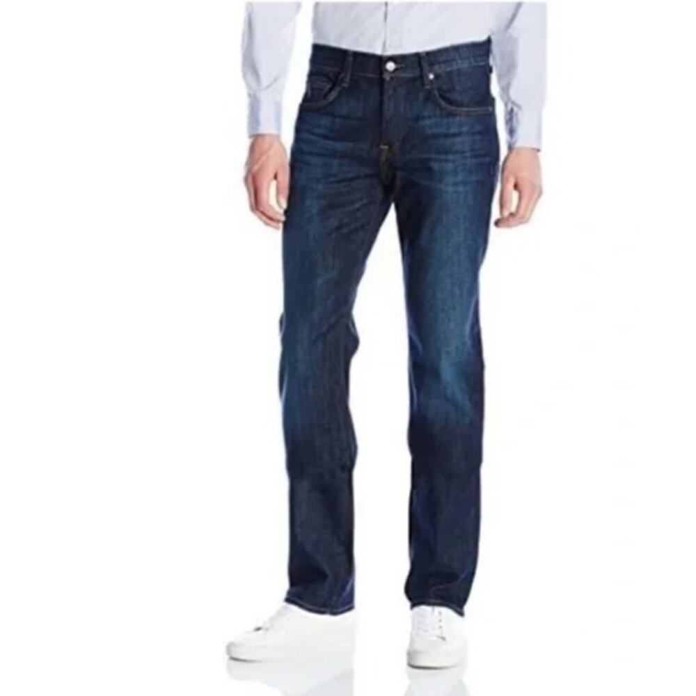 7 For All Mankind Carsen Straight Leg Jeans Distressed Dark Mens 38 x 29 3765 - Picture 3 of 9